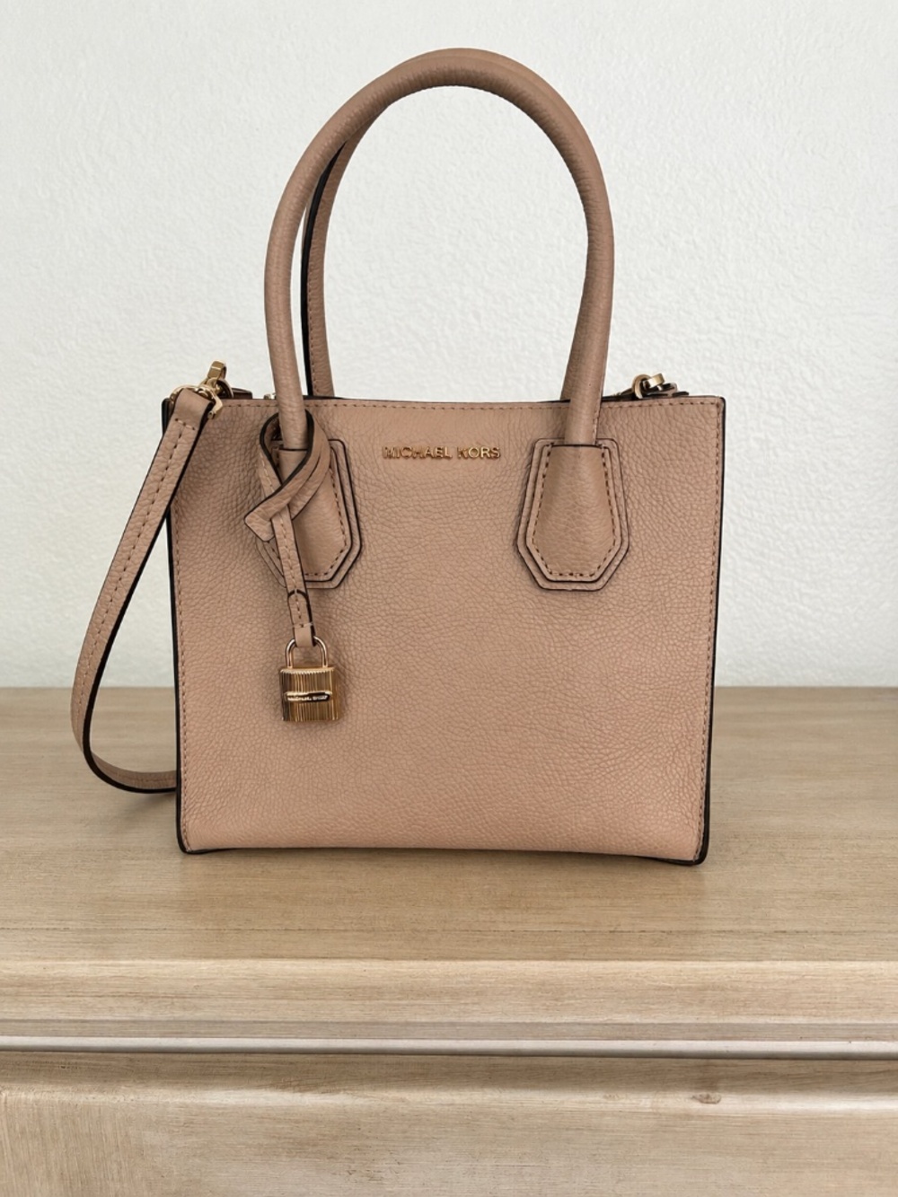 Michael Kors Blush Pink Pebbled Leather Mini Satchel Crossbody Bag